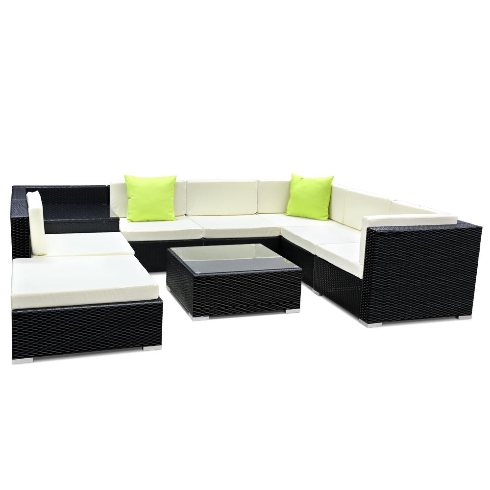Gardeon 9-Piece Outdoor Sofa Set Wicker Couch Lounge Setting 7 Seater