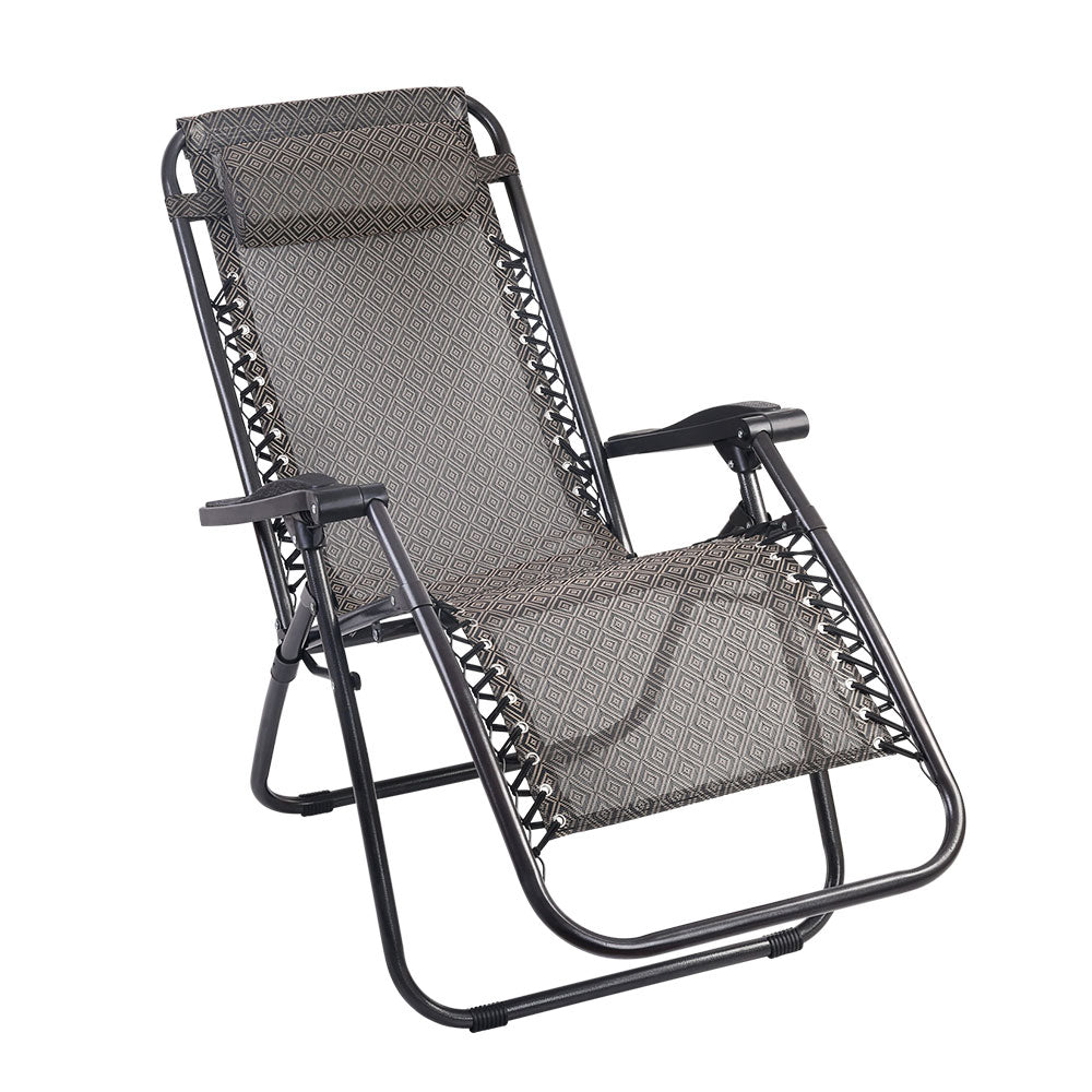 Gardeon 2PC Zero Gravity Chair Folding Outdoor Recliner Adjustable Sun Lounge Camping Beige