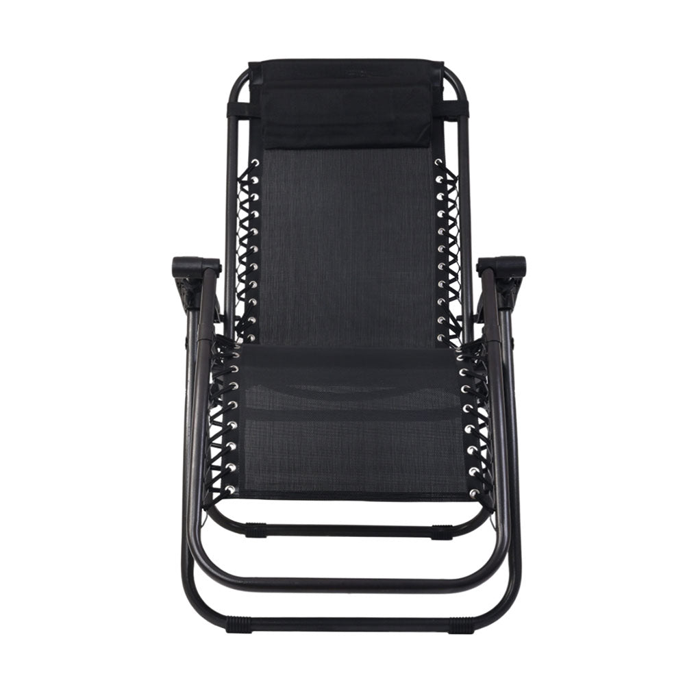 Gardeon Zero Gravity Chair Folding Outdoor Recliner Adjustable Sun Lounge Camping Black