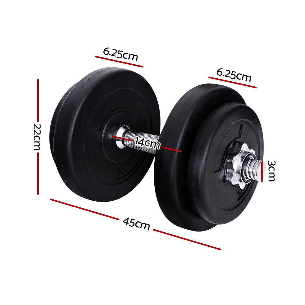 Everfit 20kg Dumbbell Set Weight Plates Dumbbells Lifting Bench