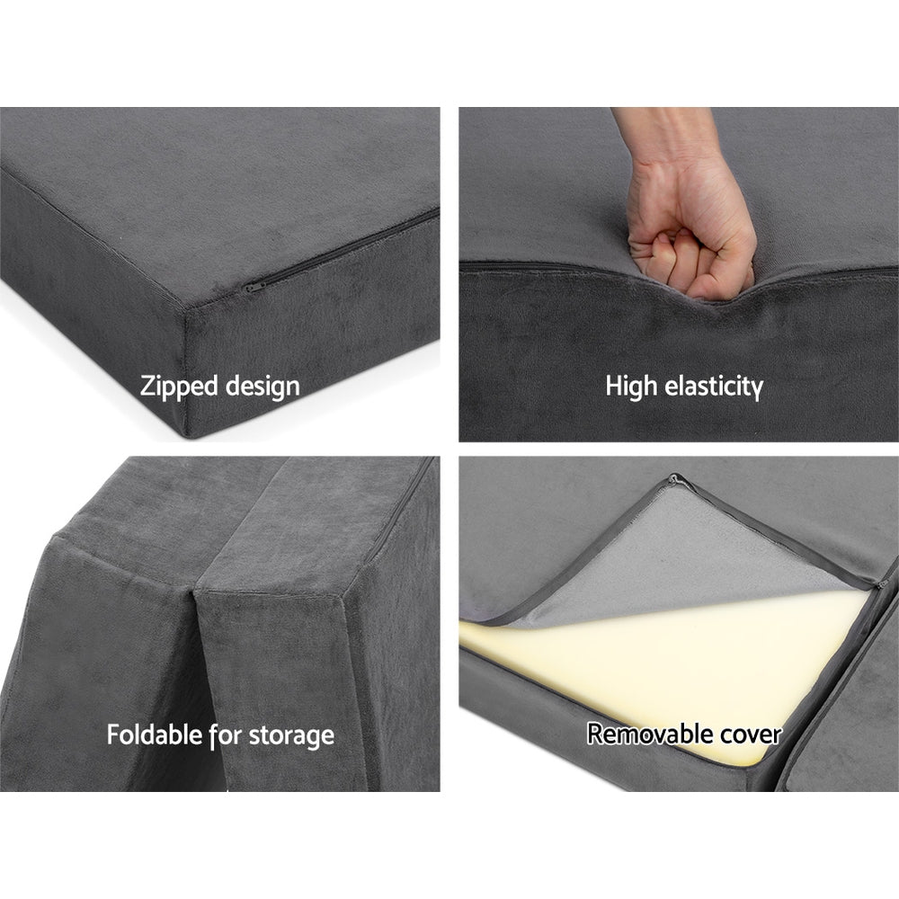 Giselle Bedding Foldable Mattress Folding Foam Bed Mat Single Grey