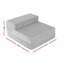 Giselle Bedding Folding Foam Mattress Portable Sofa Bed Lounge Chair Velvet Light Grey