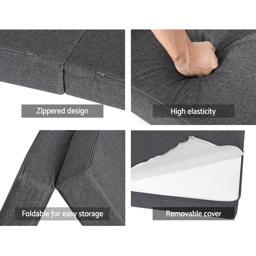 Giselle Bedding Foldable Mattress Folding Foam Queen Grey
