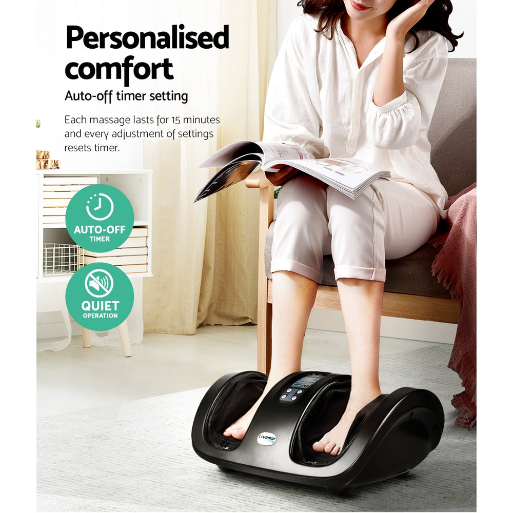 Livemor Foot Massager Shiatsu Massagers Electric Roller Kneading Calf Leg Black