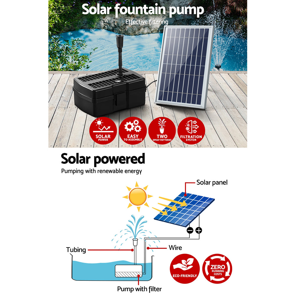 Gardeon Solar Pond Pump with Filter Box 5FT