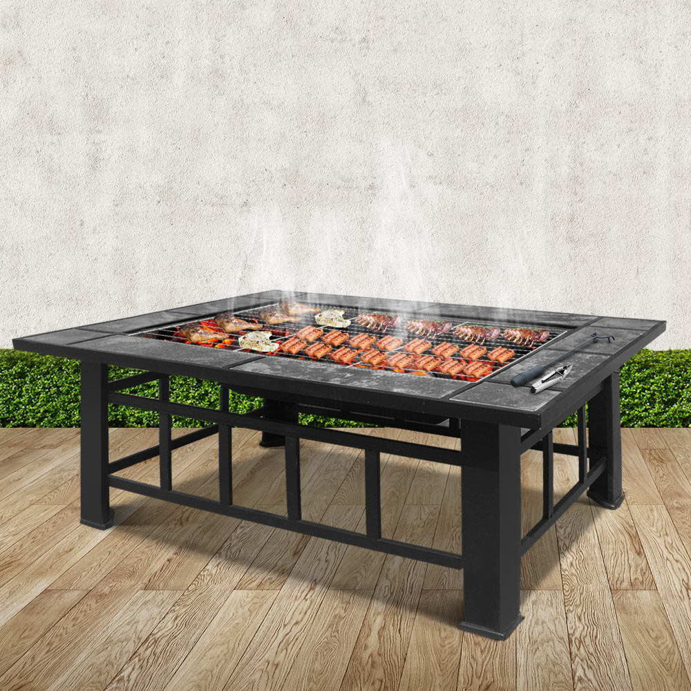 Grillz Fire Pit BBQ Grill Ice Bucket 3-In-1 Table