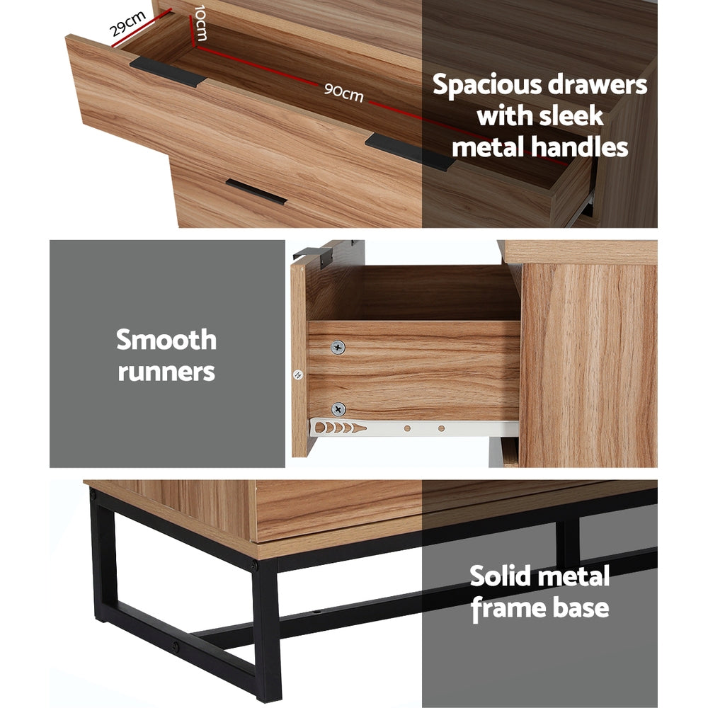 Artiss 4 Chest of Drawers Cabinet Dresser Table Tallboy Storage Bedroom Rust Oak