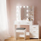 Artiss Dressing Table LED 10 Bulbs Makeup Mirror Stool Set Vanity Desk White