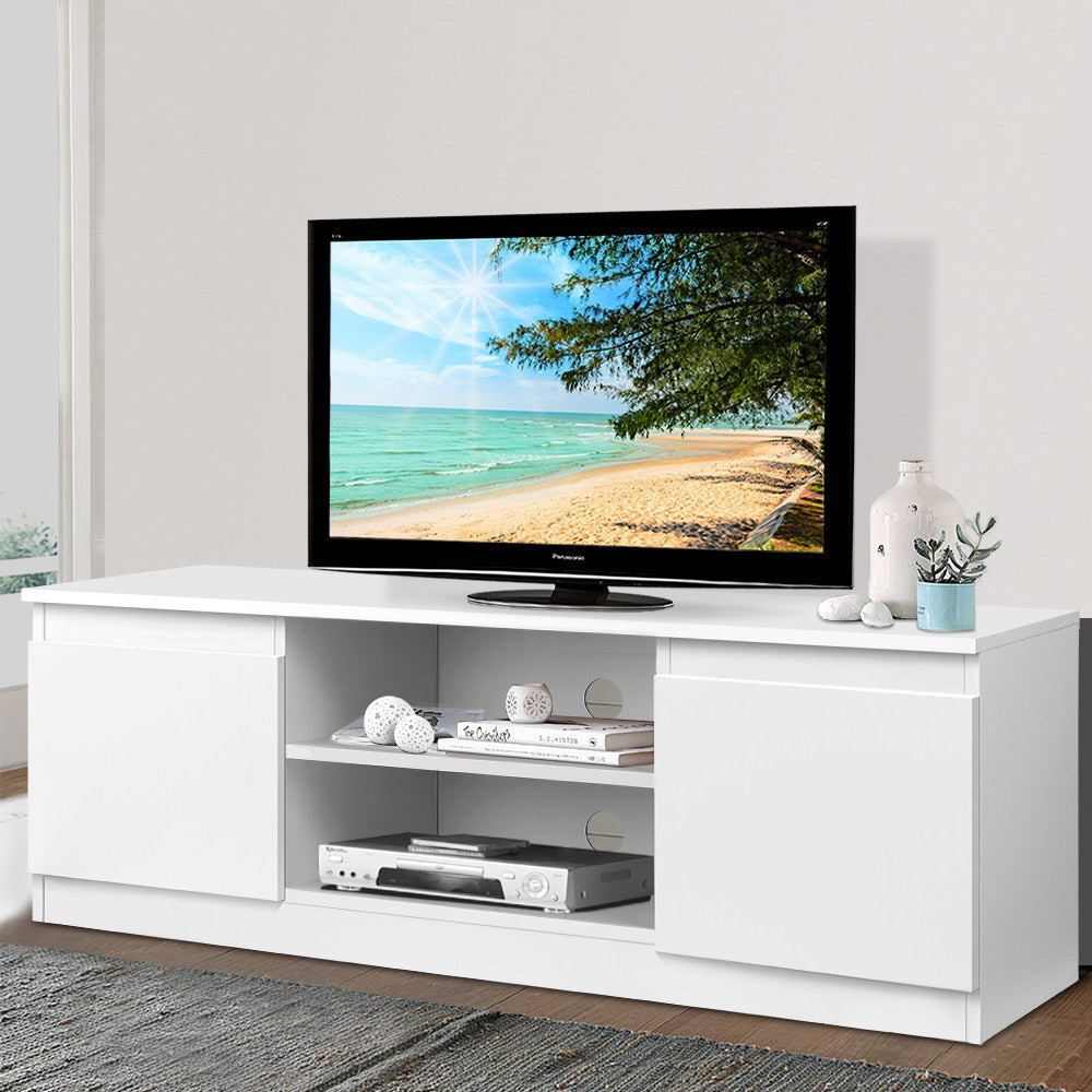 White 120cm TV Cabinet, 2 Drawers 2 Shelves - Artiss