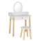 Keezi Kids Vanity Makeup Dressing Table Chair Set Wooden Leg Drawer Mirror White