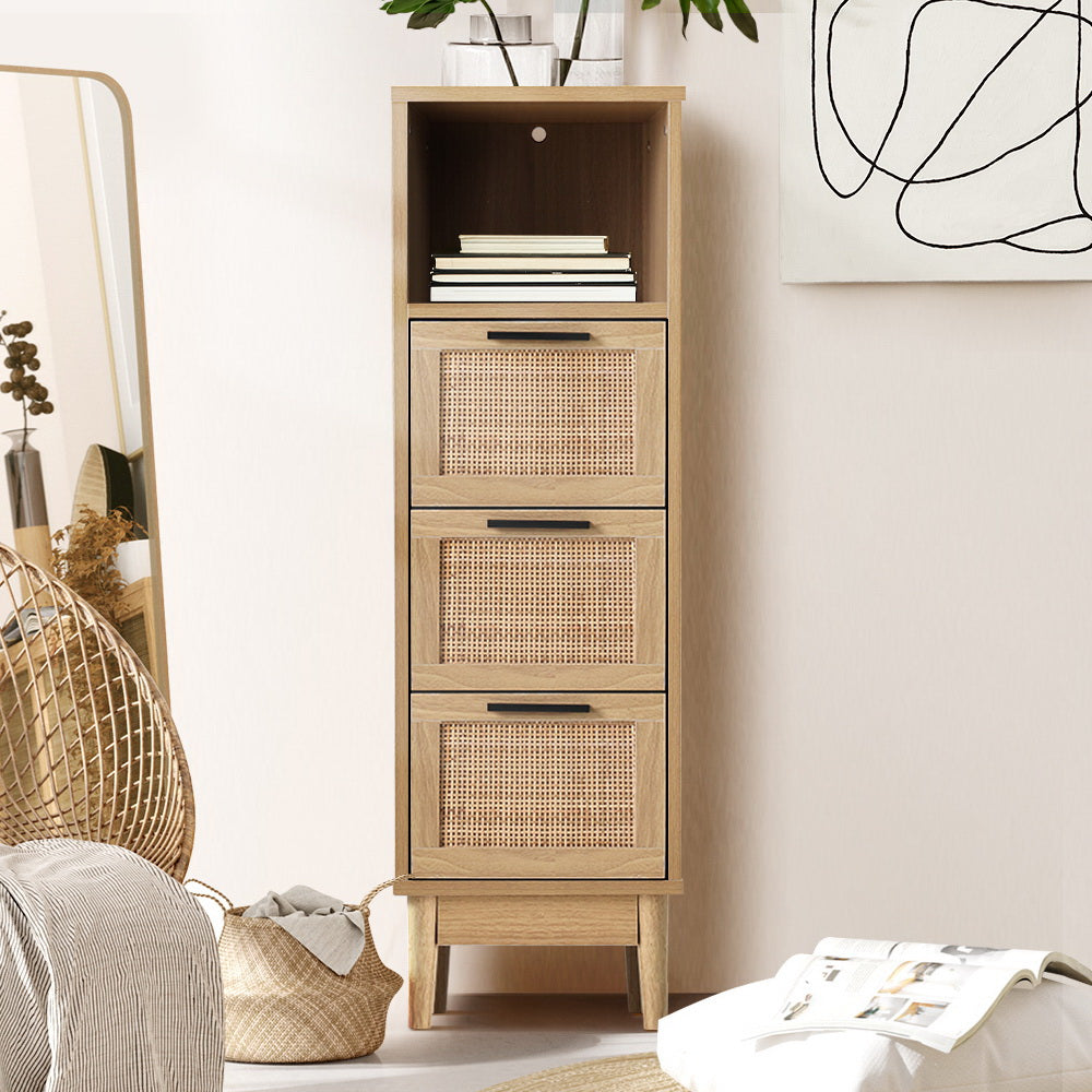 Artiss 3 Chest of Drawers with Shelf - BRIONY Oak