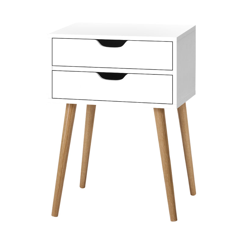 Artiss Bedside Table 2 Drawers - BODIE White