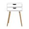 Artiss Bedside Table 2 Drawers - BODIE White