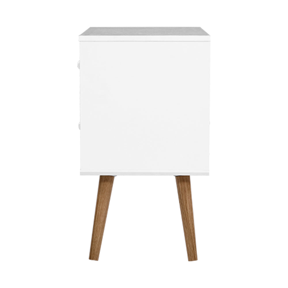 Artiss Bedside Table 2 Drawers - BONDS White