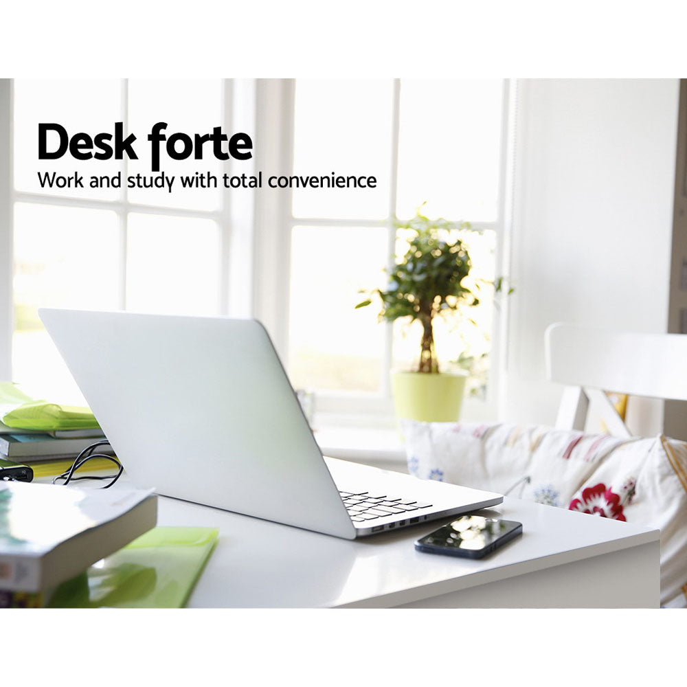 White Office Computer Desk with Drawer & Cabinet - Artiss