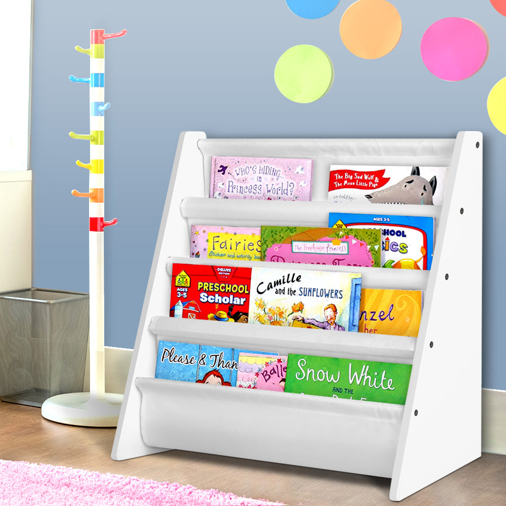 Keezi 4 Tiers Kids Bookshelf Magazine Shelf Children Bookcase Rack Organiser