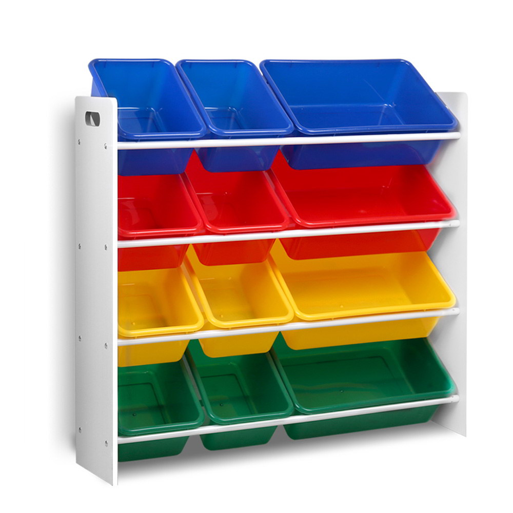 Keezi Kids Toy Box 12 Bins Bookshelf Organiser Children Storage Rack