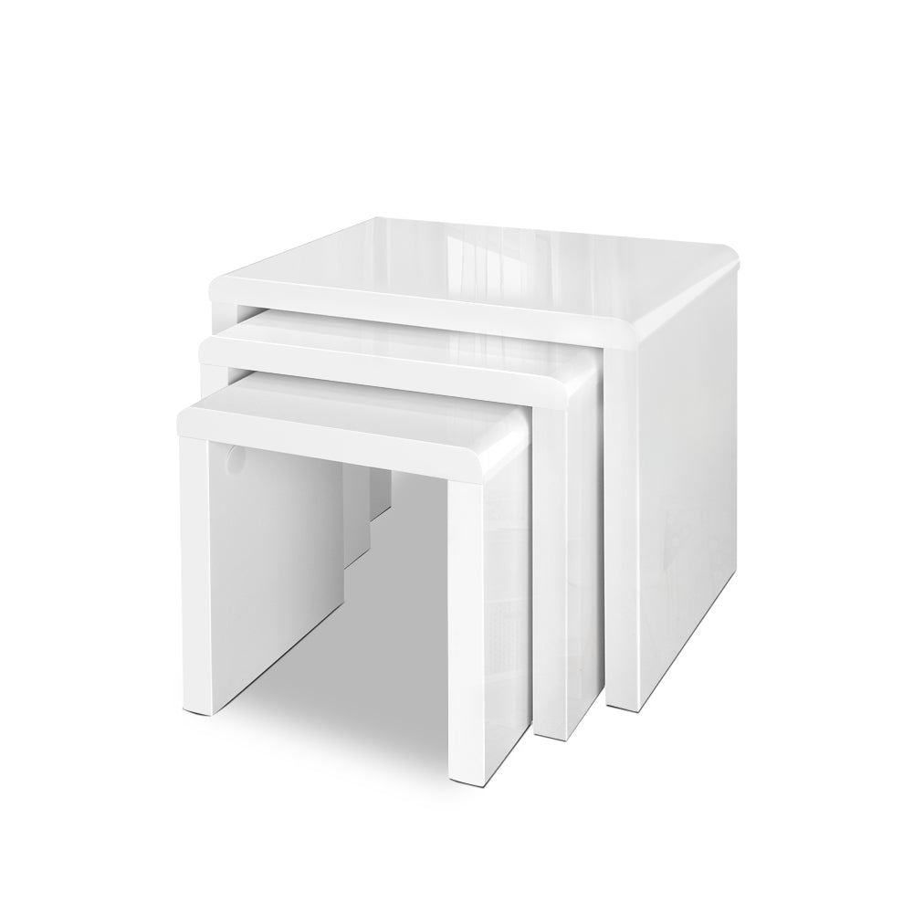 Artiss Nesting Coffee Table Set of 3 Glossy White