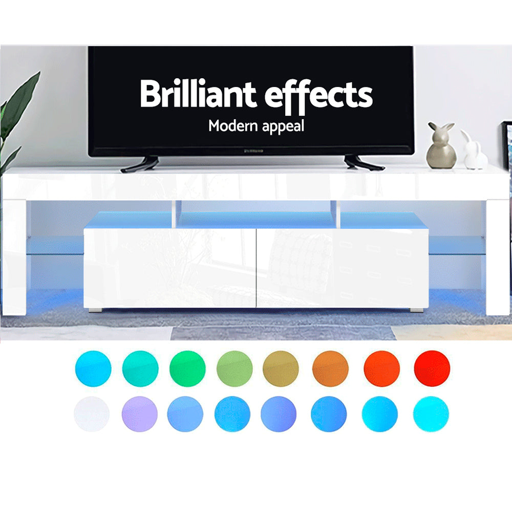 LED Entertainment Unit with Storage Drawers, UV High-Gloss, 189cm - Artiss