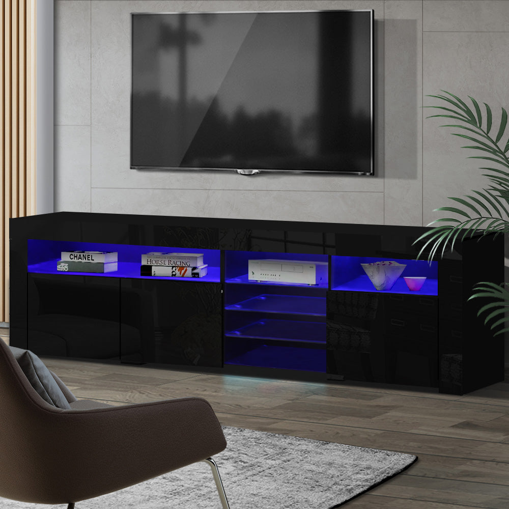 Artiss Entertainment Unit TV Cabinet LED 180cm Black Bobi