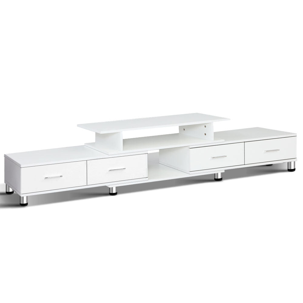 Artiss TV Cabinet Entertainment Unit Stand Wooden 160CM To 220CM Lowline Storage Drawers White