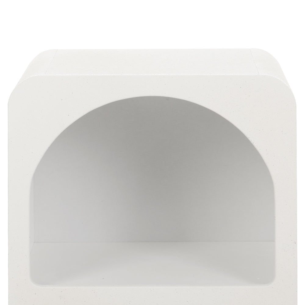 Arched Design Bedside Table with Shelves - White, Artiss