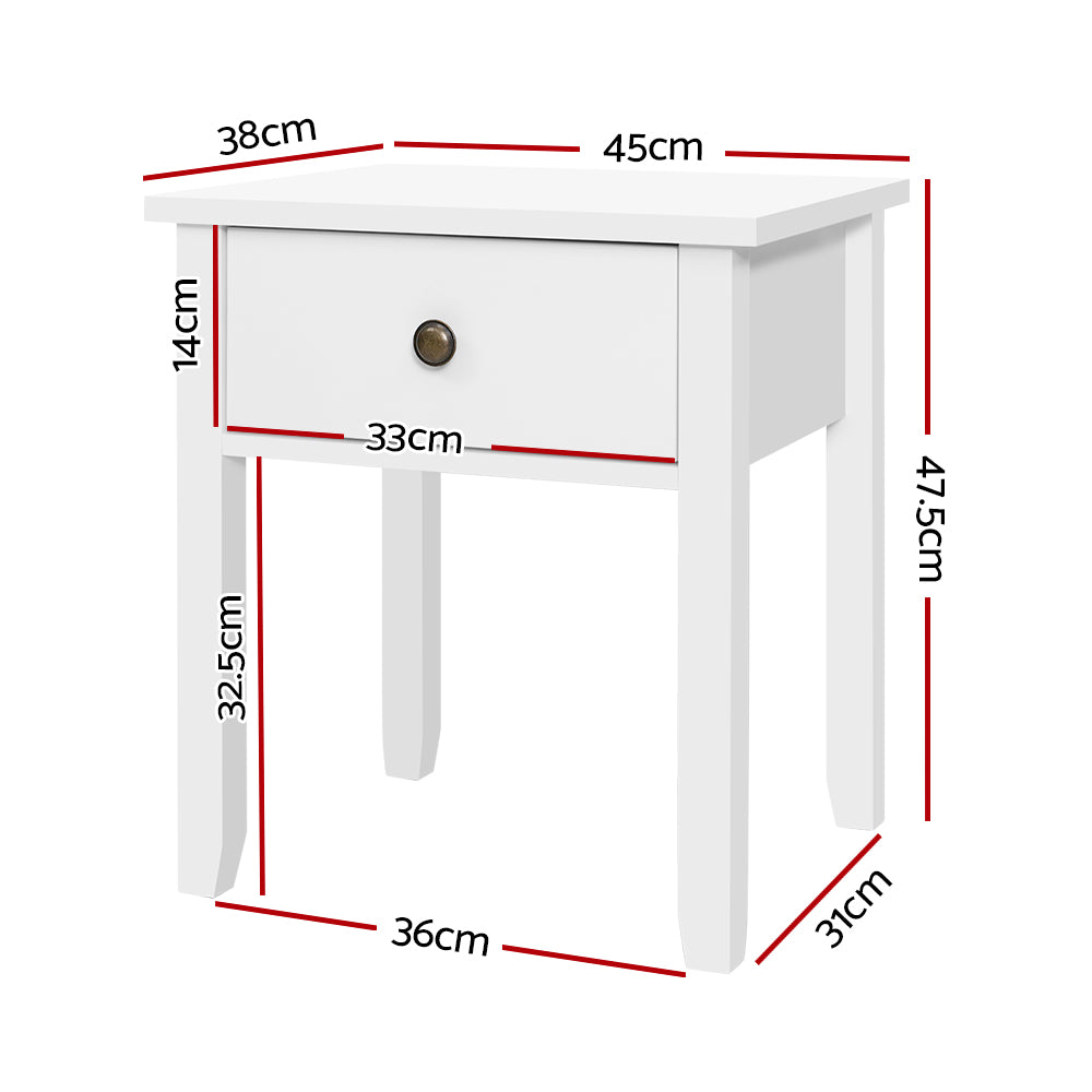 Premium White Bedside Table 1 Drawer - Artiss