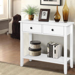 White MDF Console Table 2 Drawers, Retro Handles - Artiss