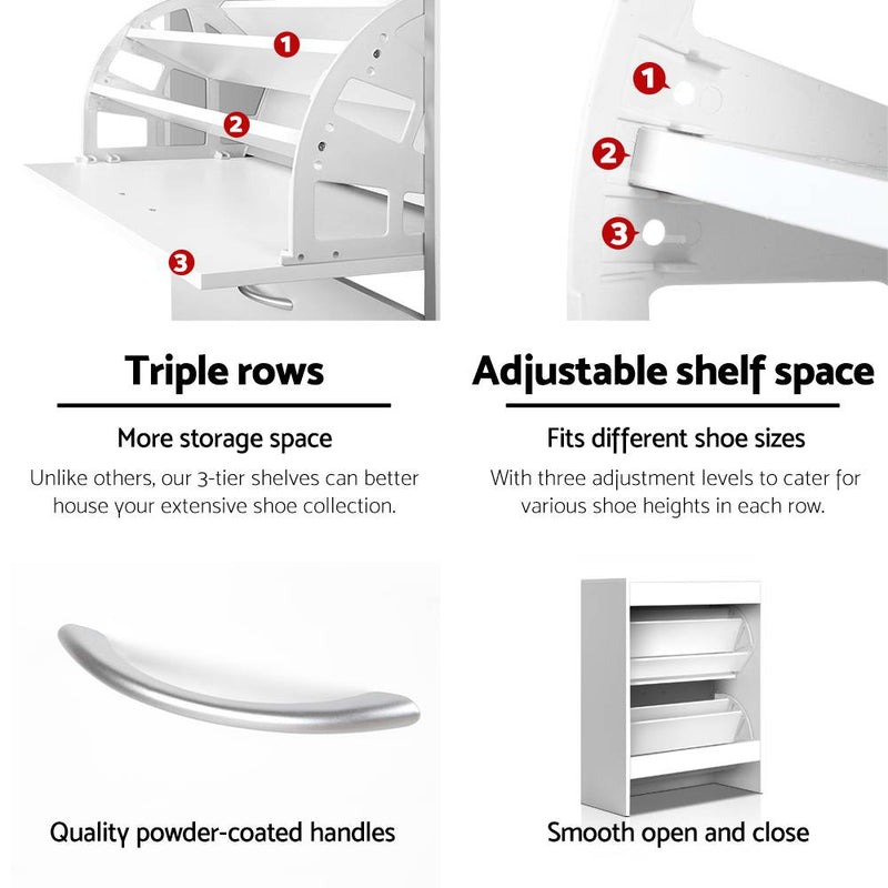 Artiss 2 Door Shoe Cabinet - White