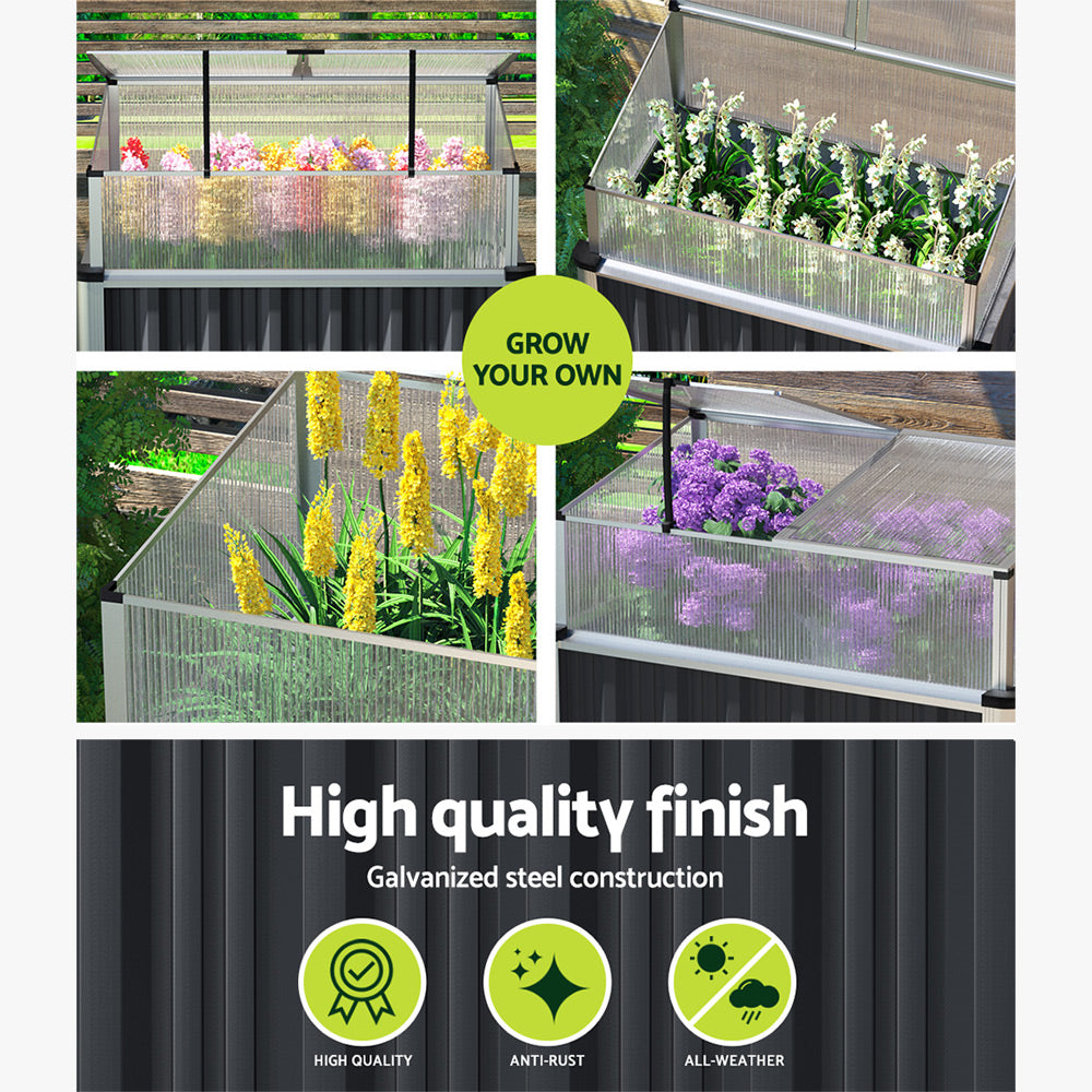 Greenfingers Garden Bed 80x49x74cm Greenhouse Planter Box Raised Galvanised Herb