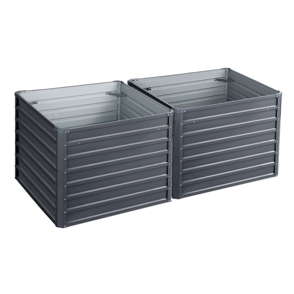 Greenfingers 2x Garden Bed 100x100x77cm Planter Box Raised Container Galvanised