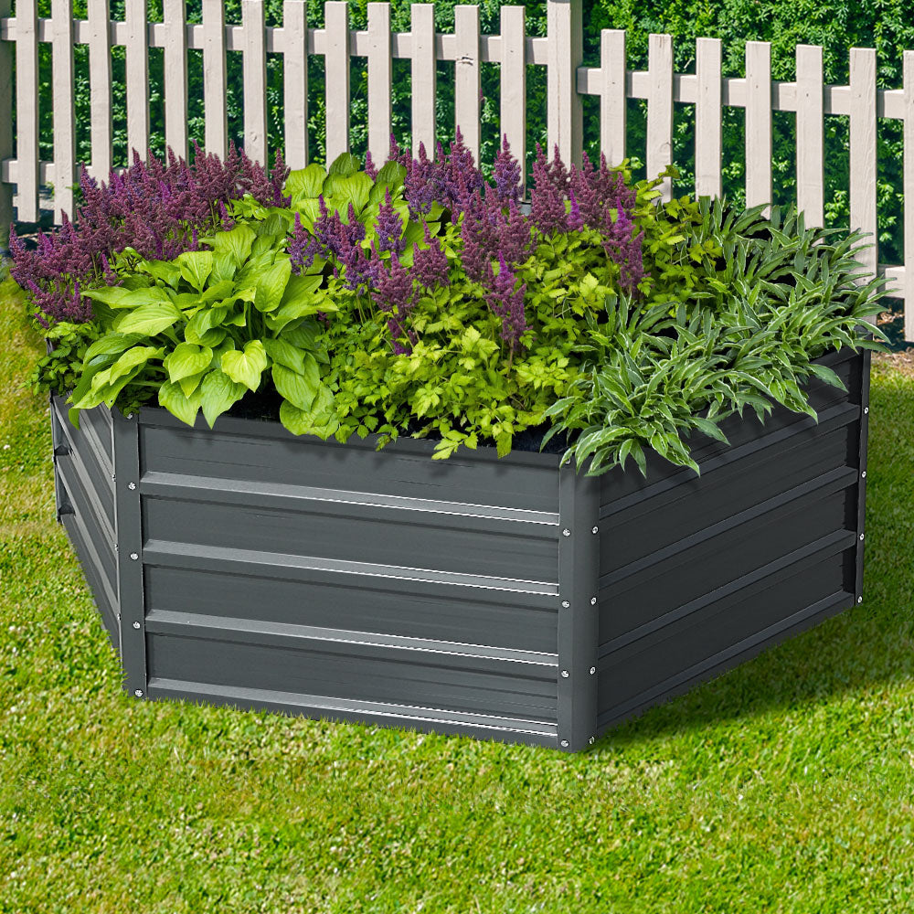 Greenfingers 2x Garden Bed 130x130x46cm Planter Box Raised Container Galvanised