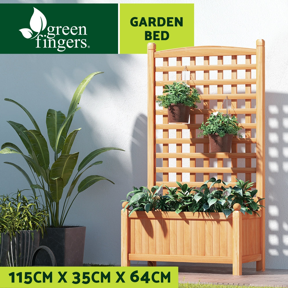 Greenfingers Garden Bed Wooden 64x35x115cm Planter Raised Box Container Trellis