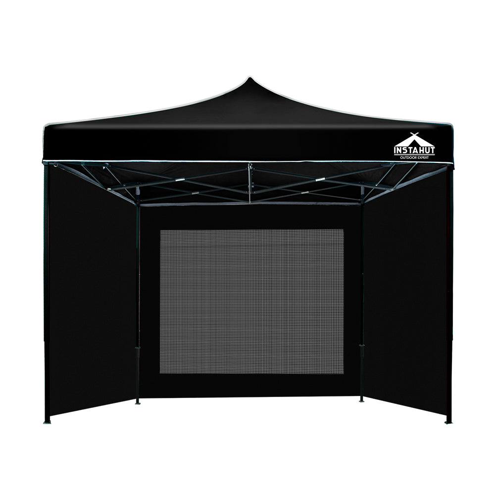 Instahut Gazebo 3x3 Pop Up Marquee Folding Tent Wedding Gazebos Camping Outdoor Shade Canopy Black