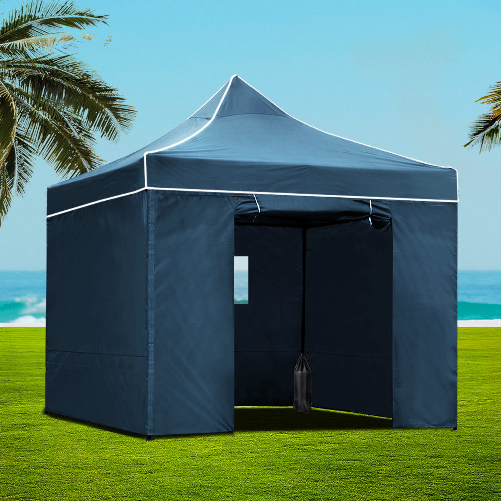 Instahut Gazebo 3x3 Pop Up Marquee Folding Wedding Tent Gazebos Camping Outdoor Shade Canopy Navy