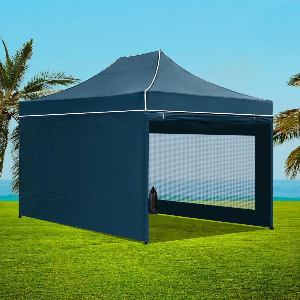 Instahut Gazebo 3x4.5 Pop Up Marquee Folding Wedding Tent Gazebos Camping Outdoor Shade Canopy Navy