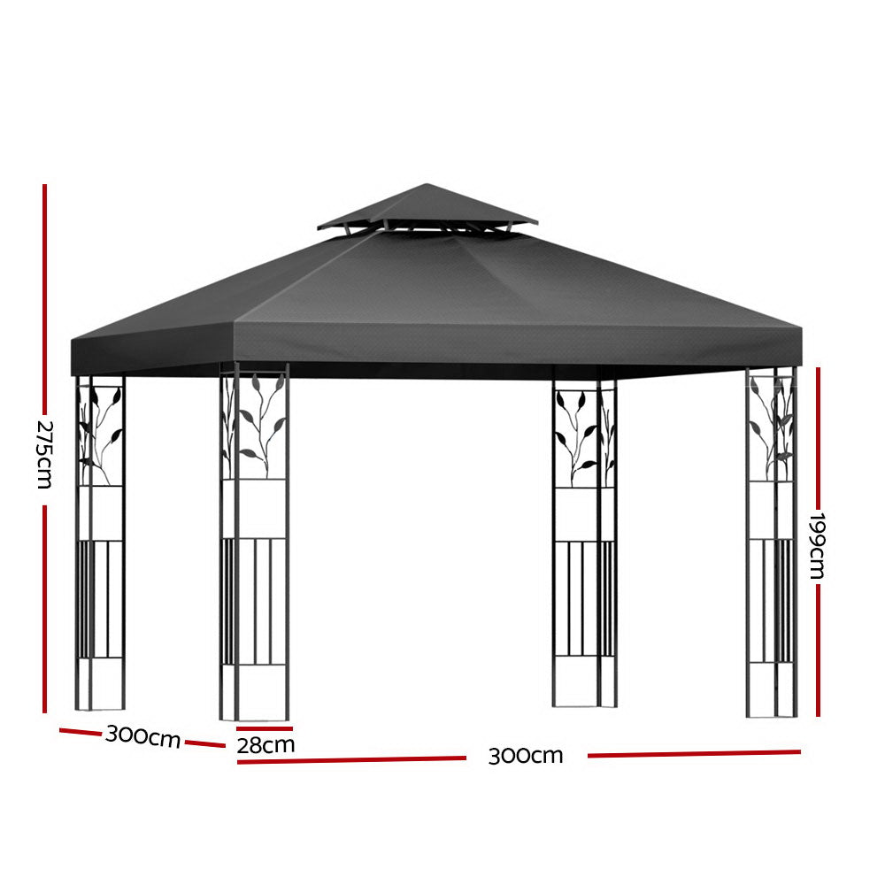 Instahut Gazebo 3x3m Marquee Outdoor Wedding Party Event Tent Home Iron Art Shade Grey