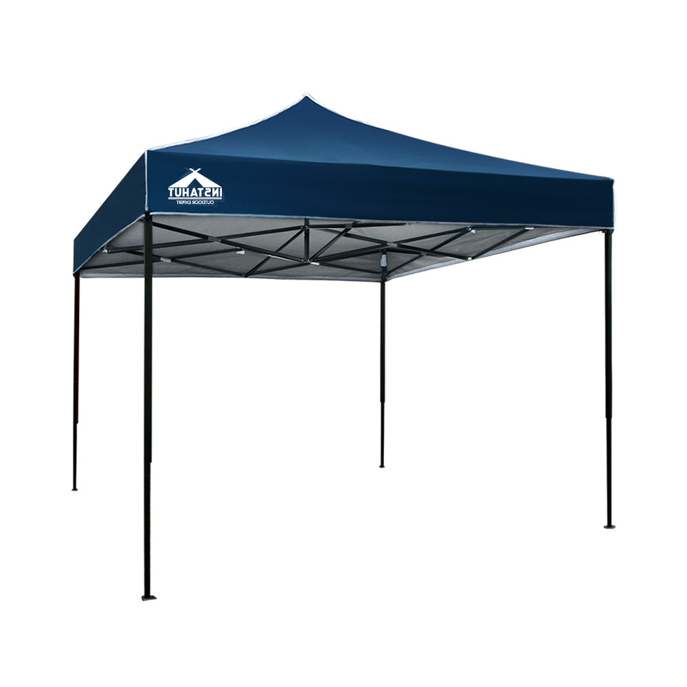 Instahut Gazebo Pop Up 3x3m w/Base Podx4 Marquee Folding Outdoor Wedding Camping Tent Shade Canopy Navy