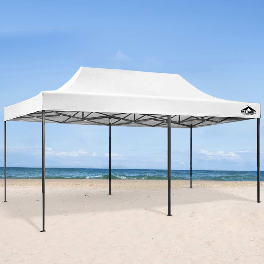 Instahut Gazebo Pop Up 3x6m w/Base Podx4 Marquee Folding Outdoor Wedding Camping Tent Shade Canopy White