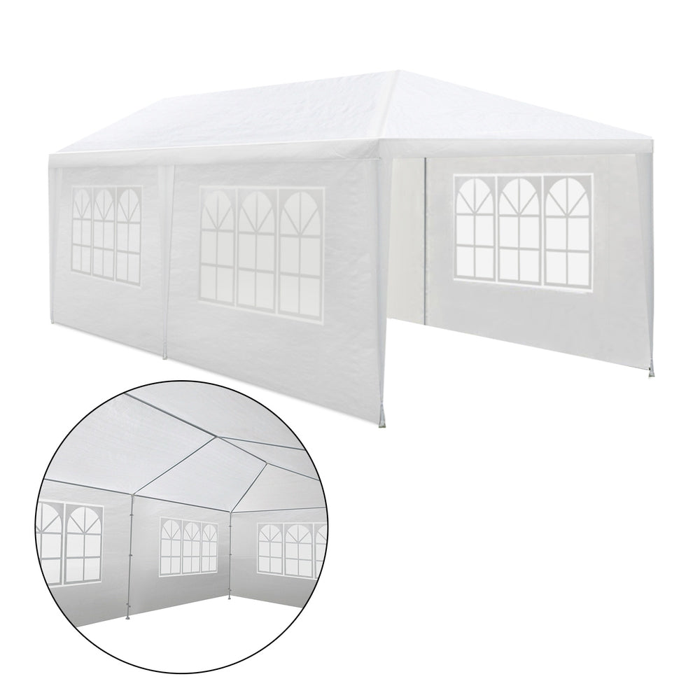 Instahut Gazebo 3x6m Marquee Wedding Party Tent Outdoor Camping Side Wall Canopy 4 Panel White