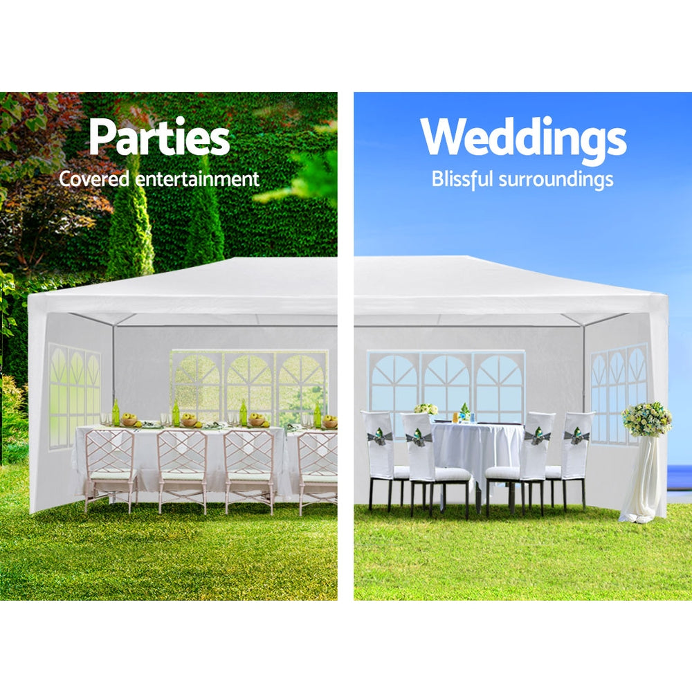 Instahut Gazebo 3x6m Marquee Wedding Party Tent Outdoor Camping Side Wall Canopy 4 Panel White