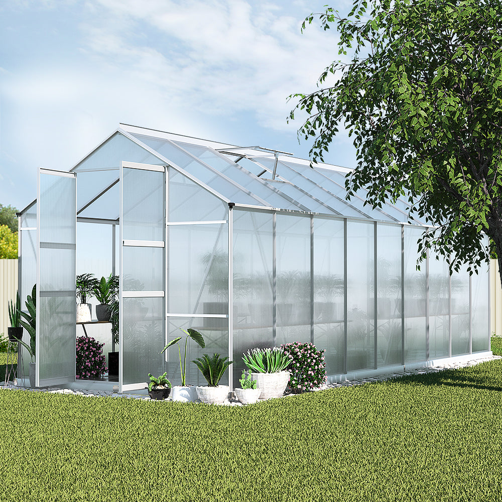 Greenfingers Greenhouse 5.1x2.5x2.26M Double Doors Aluminium Green House Garden Shed