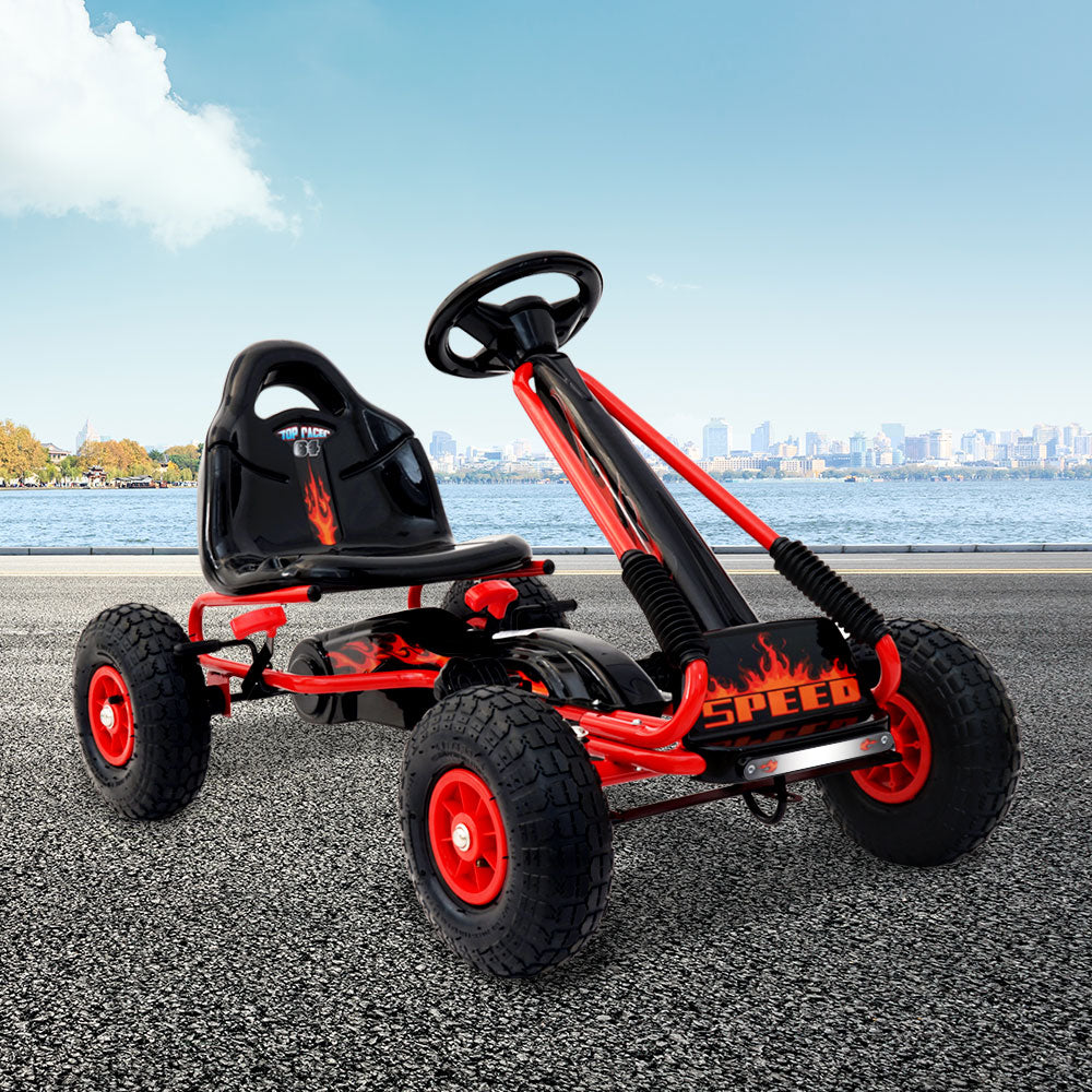 Robust Pedal Go Kart with Pneumatic Tyres, Red | Rigo