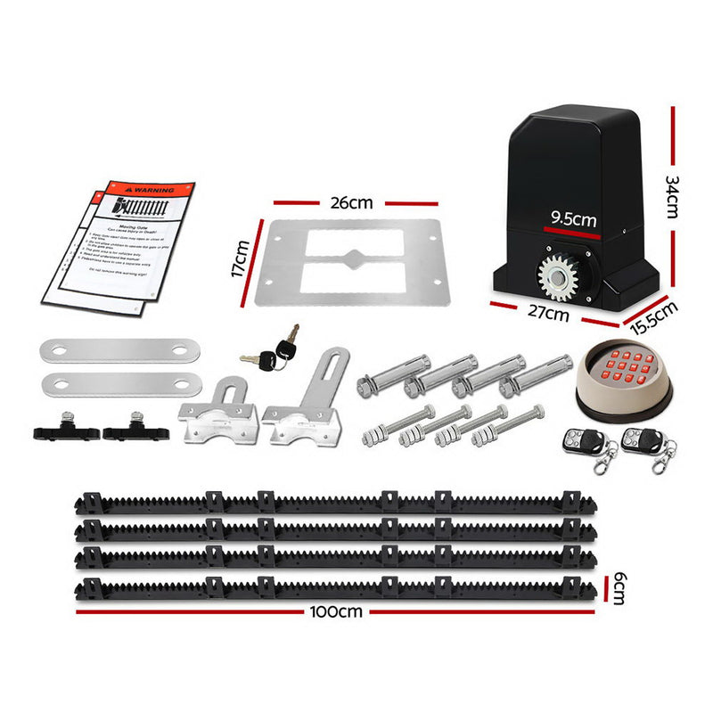 Auto Electric Sliding Gate Opener 1000KG Keypad 4M Rails