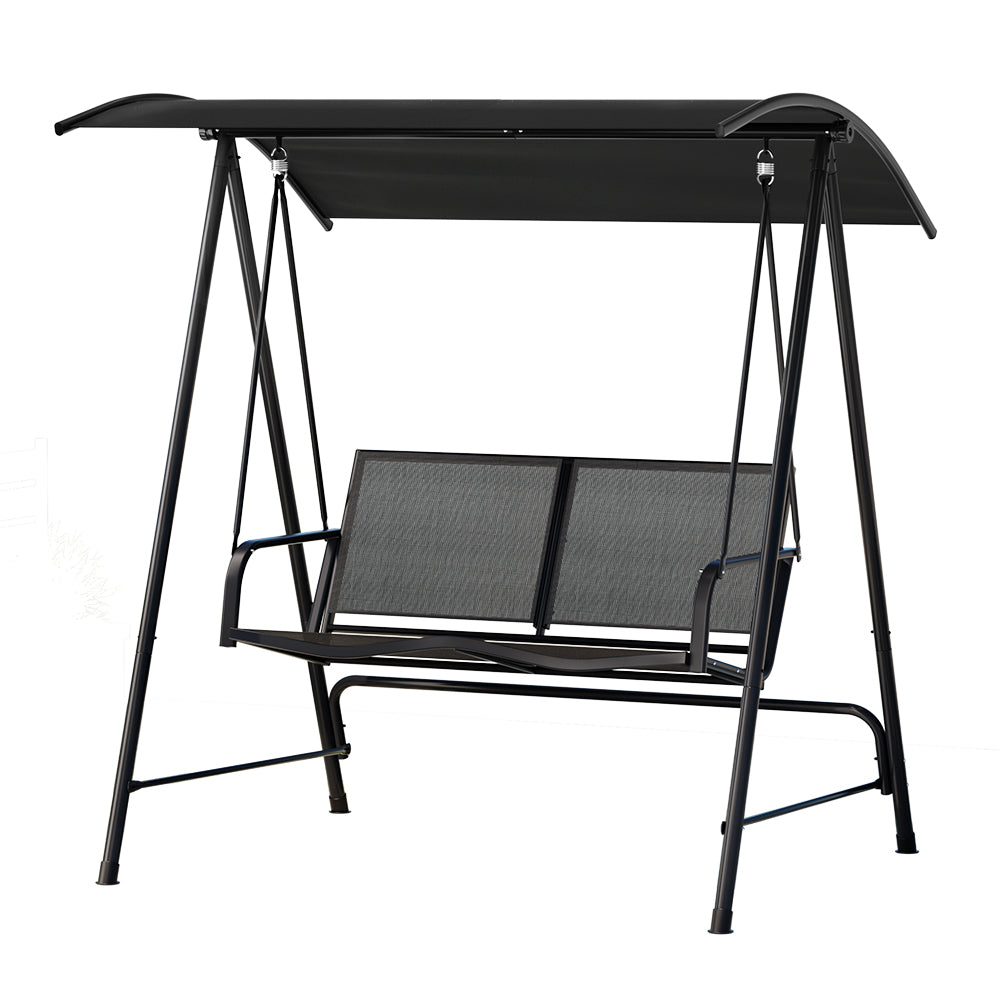 Gardeon Outdoor Swing Chair Garden Bench Furniture Canopy 2 Seater Black