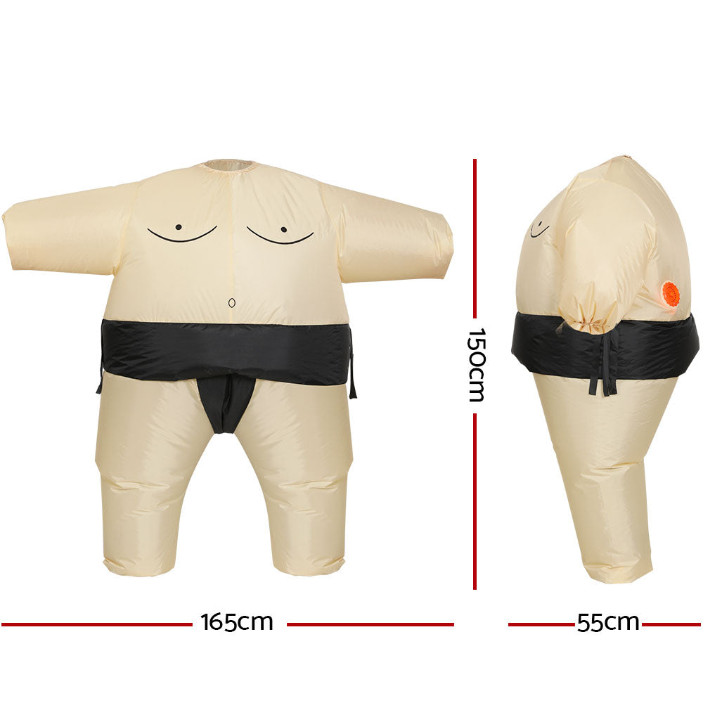 Water-Resistant Inflatable Sumo Costume with Fan System