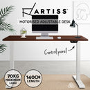 Artiss Standing Desk Adjustable Height Desk Electric Motorised White Frame Walnut Desk Top 140cm
