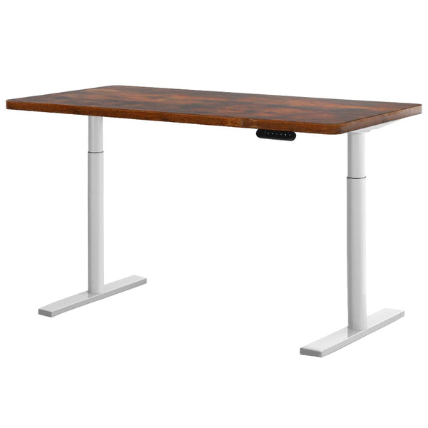 Artiss Electric Standing Desk Adjustable Sit Stand Desks White Brown 140cm