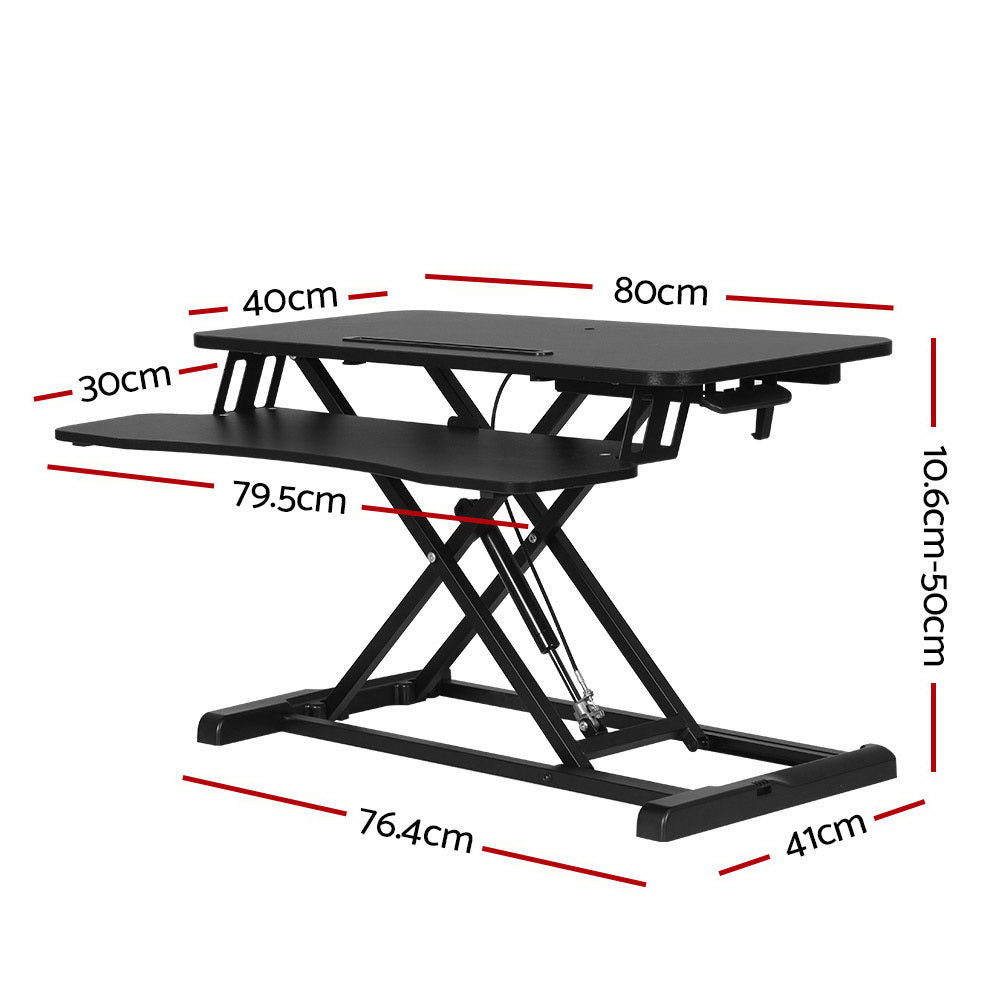 Artiss Standing Desk Riser Height Adjustable Black 80CM