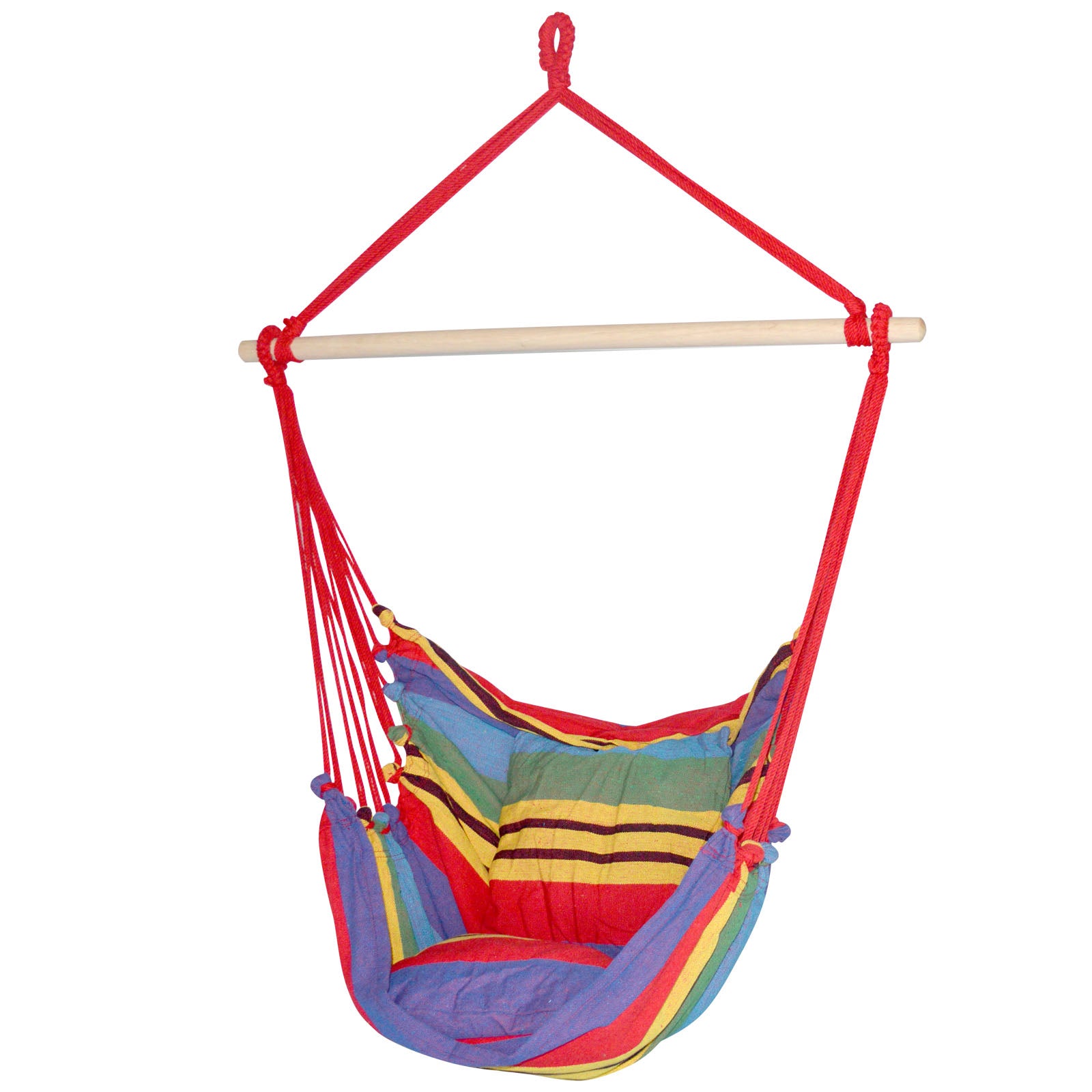 Gardeon Hammock Chair Outdoor Camping Hanging Hammocks Cushion Pillow Rainbow